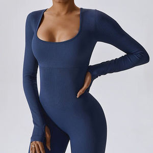 Combinaison de sport pour femme avec logo personnalisé, couleur contrastée, style legging évasé, pour yoga et gym - Product Image 5