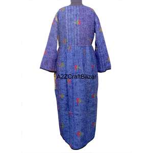 Robe longue ample en coton tricoté 100 % écologique à imprimé floral style vintage pour femme, collection printemps-été, vente en gros - Product Image 6