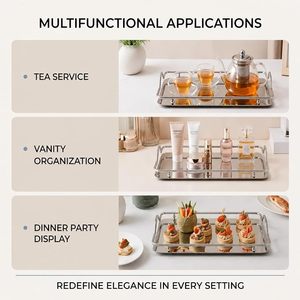 Plateau décoratif moderne en métal fait main, plateau de service de luxe, centre de table, décoration intérieure, restaurant, hôtel, mariage, multi-pièces - Product Image 6