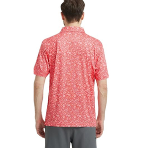 Men's Short Sleeve Printed Golf Shirt Regular Fit <b>Knitted</b> Quick Dry Red <b>Patterned</b> Design - Product Image 4