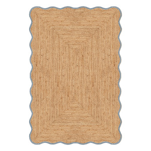 <b>Rustic</b> Natural Jute Carpet Handmade Woven Area <b>Rug</b> Scalloped Design Wholesale Factory - Product Image 5