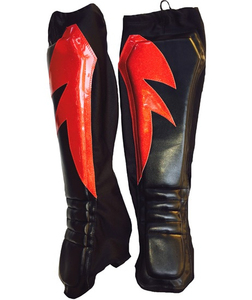 Protège-tibias et protège-pieds noirs et rouges pour le taekwondo, le kick-boxing, le MMA et les arts martiaux équestres / Mousse de protection pour tibias MMA - Product Image 4
