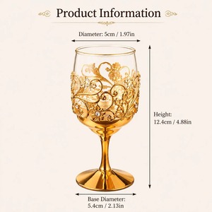 Beautiful Floral Design For Wedding Occasion Round <b>Goblet</b> Elegant Gold Rimmed Wine <b>Glass</b> With Hand Painted - Product Image 2