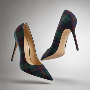 Custom Women Tartan Stiletto Heels | Scottish Plaid <b>Pointed</b> Toe High Heel Pumps | OEM ODM Fashion Dress Shoes Manufacturer - Product Image 4