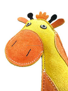 Jouet à mâcher pour chien en cuir suédé naturel écologique, girafe de dessin animé mignonne, durable, petite taille, pour l'intérieur - Product Image 2