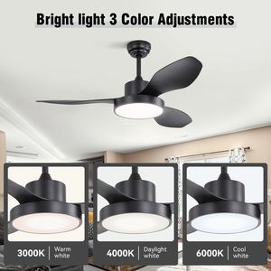 Ventilatore da soffitto reversibile da 47 pollici con motore DC, luce LED da 22W e telecomando a 6 velocità per camera da letto - Nero - Product Image 5