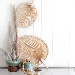 Contemporary Style Wall Mounted Big Palm Leaf Hand Fan Wholesale Price <b>Bamboo</b> <b>Straw</b> Grass Fans Living Room Decor - Product Image 1