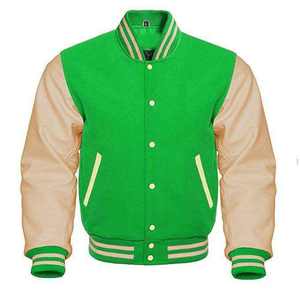 Chaqueta Varsity de Béisbol Estilo Bomber con Mangas de Cuero Personalizadas OEM y Cuerpo de Lana de Alta Calidad - Product Image 5