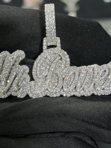 Pendentif personnalisé avec nom en argent sterling 925, moissanite, bijoux hip-hop glacés, pendentif lettre personnalisé, bijoux en gros LuxeCraft - Product Image 3