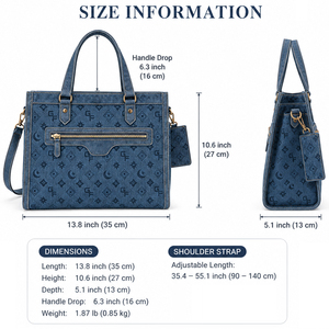 Designer Retro Denim Women's Handbag with Shoulder Strap and Charm <b>Small</b> <b>Wallet</b>, Lightweight Large Capacity Women's Shoulder Bag - Product Image 5