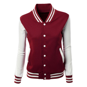 Custom Cropped Wool Varsity <b>Jacket</b> for Women Red White Printed Eco-Friendly <b>Patch</b> Design Streetwear Wool - Product Image 1