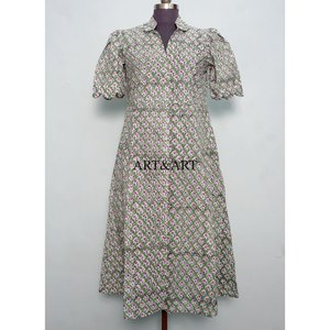 Vestido Moderno Casual de Manga Corta para Fiesta, Estilo Dulce y Elegante para Mujer, Estampado a Mano, de Algodón, Tipo Canguro, Cómodo y Corto - Product Image 3