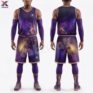 Ensemble de maillot de basket-ball Tatapak, impression sublimée, col en V, sans manches, respirant, uniforme en polyester pour adultes, toutes saisons - Product Image 4
