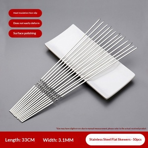 Stainless Steel <b>BBQ</b> Stick Flat Stick Outdoor Lamb Skewers <b>BBQ</b> Stick Steel Stick Iron Stick Round Stick Full Set of <b>Tools</b> <b>BBQ</b> Nee - Product Image 4
