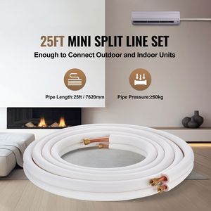 Set di tubi in rame da 25FT per Mini Split, isolamento triplo strato 1/4" e 1/2" O.D., per climatizzazione HVAC a gas - Product Image 6