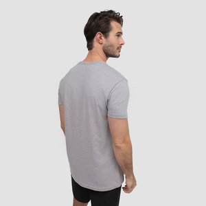 Camiseta de Manga Corta para Hombre, Color Gris Sólido, Cuello Redondo, Corte Regular, Transpirable, de Algodón Jersey, Informal - Product Image 2