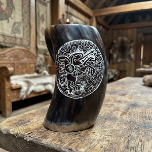 Viking Drinking Horn <b>Mug</b> Buffalo Horn Hand-made High Quality Vintage Eco-Friendly Dishwasher Safe Gift <b>Box</b> Packaging for Parties - Product Image 1