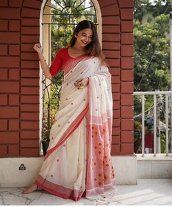 Sari en soie vert clair prêt à être expédié, robe traditionnelle indienne style Banarasi, sari drapé avec motif de bordure pour les cérémonies. - Product Image 5