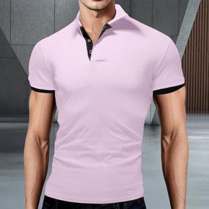 Camisetas Polo de Verano para Hombre, al por Mayor, de Alta Calidad, Personalizadas, Casuales, a la Moda, con Borde de Manga Teñido en Rosa y Negro - Product Image 5