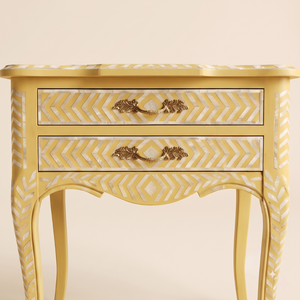 Table de chevet moderne en bois et nacre jaune pour salle de bain, bureau à domicile, salon ou chambre à coucher - Product Image 5