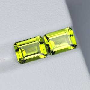 Par de peridotos naturales con corte esmeralda, piedras preciosas sueltas verdes, par a juego para la fabricación de joyas, proveedor mayorista - Product Image 3