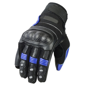 Gants de course en cuir à doigts entiers avec accents bleus pour le motocross et le cyclisme, antidérapants, respirants, fermeture auto-agrippante, unisexe - Product Image 5