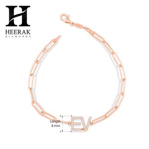 Custom Initial Letter Paperclip <b>Chain</b> Bracelet 14K Gold PVD Plated 925 Sterling Silver Lab Grown Diamond Pave Personalized <b>Name</b> - Product Image 2