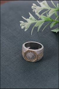 Anillo floral con diamantes redondos de moissanita para hombre, plata 925 original, banda ancha, joyería fina de hip hop para regalo de fiesta para amigos - Product Image 6