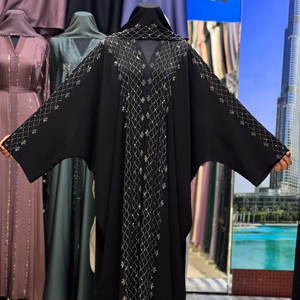 Wholesale Modest Dubai Beaded <b>Sequined</b> Abaya Muslim Traditional Handmade Kaftan Wedding Women Polyester Breathable V Neck Ankle - Product Image 1