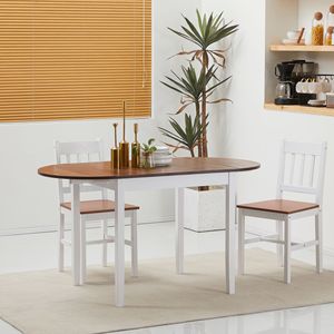 Tavolo da Pranzo Rotondo Allungabile in Noce da 55 Pollici, Set Tavolo da Cucina Pieghevole in Legno con Ante a Scomparsa per Piccoli Spazi, Finitura Naturale per Banchetti - Product Image 2
