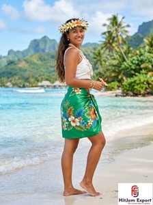 Pareo Hawaiano de Satén con Puntos Tejidos, Pareo Polinesio Floral, Envoltura de Playa Ligera para Verano, Fabricante de Telas Personalizadas OEM ODM - Product Image 6