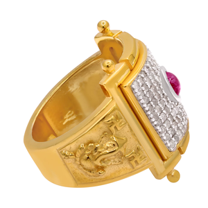 Buy 14K <b>Gold</b> Plated Prong Lord Ganesha <b>Ring</b> Real Diamonds Vintage Style for Certified 925 Silver Wedding Birthday - Product Image 6