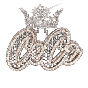 925 <b>Silver</b> Letter <b>Initial</b> Pendants Custom Luxury Jewelry VVS Baguette Moissanite Studded CoCo Pendant Men's Iced Out Jewelry - Product Image 1