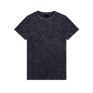 Camiseta de Cuello Redondo Negra con Lavado Ácido para Hombre, Manga Corta, Estilo Vintage, Básica, con Logotipo Personalizado, OEM, ODM, Ropa al por Mayor - Product Image 4