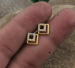Gold Plated 925 Sterling <b>Silver</b> CZ <b>Stud</b> Earrings Minimalist Tiny Cubic Zirconia Earrings Small Gold <b>Studs</b> Wholesale for Reta - Product Image 1