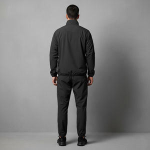 Custom made Plus Size Solid <b>Black</b> color 100% nylon men's 2 piece set High Quality Streetwear <b>Windbreaker</b> hip hop men's tracksuit - Product Image 2