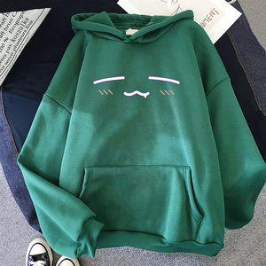 Sweat-shirt à capuche unisexe vert, imprimé dessin animé, coupe oversize, décontracté, pull en coton tricoté pour l'automne et l'hiver avec poche avant - Product Image 1