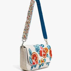 Beaded Floral Citrus Shoulder Bag Handmade Women Designer Fashion Handbag Trendy Luxury Summer Zipper Closure Eco-Friendly - Product Image 1