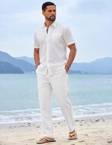 Pantalon de détente mi-long droit léger pour homme, en coton tricoté respirant et écologique, coupe décontractée, idéal pour la maison au quotidien - Product Image 3