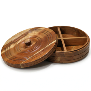 Boîte de rangement élégante en bois pour fruits secs avec compartiments séparés et couvercle transparent pour la cuisine - Product Image 4