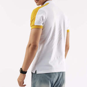 เสื้อโปโลแฟชั่นสตรีทแวร์ผู้ชายปี 2026 สีเหลือง แต่งแผงที่ไหล่ แขนครึ่งแขน เสื้อยืดผ้าฝ้ายสำหรับผู้ชาย - Product Image 4