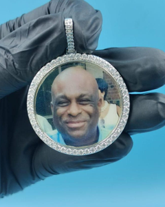 Iced Out VVS Moissanite Diamond Photo Memory Pendant Personalized 925 Silver Custom <b>Picture</b> Circle <b>Charms</b> Pendant For Men's - Product Image 1