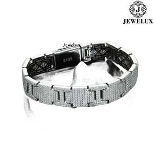 Jewelux 22K Gold Plated Diamond <b>Bracelet</b> Round Brilliant Cut Micro Insert Geometric Link Unisex Luxury Chain <b>Bracelet</b> - Product Image 3