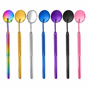 Handheld Round Metal <b>Mirror</b> With Textured Grip In Multiple Colors For <b>Makeup</b> Use - Product Image 6