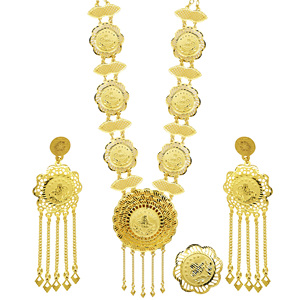 Conjunto de Joyería de Moda al por Mayor, Chapado en Oro de 14K, 18K y 24K, Diseño Turco, Conjunto de Joyería Nupcial, Collar Largo Estilo Tradicional de Dubái - Product Image 1