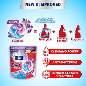 Breeze 5 en 1, Cápsulas de Detergente para Ropa Potentes y Prácticas de 420 g, Aroma Fresco a Lavanda, Modelo Malasia 0 - Product Image 4