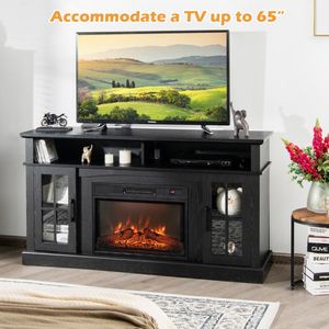 Mobile Porta TV con Caminetto e Armadietti Laterali per Televisori fino a 65 Pollici, con Telecomando - Product Image 5