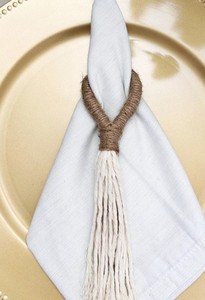 Ensemble d'anneaux de serviette en macramé |   Anneau de serviette rustique en macramé |   Anneau de serviette en jute |   Porte-serviettes bohème |   Anneaux de serviette pour mariage - Product Image 2