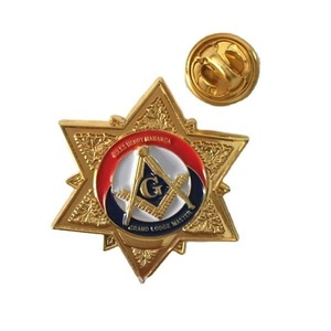 Custom Masonic Grand Lodge Master Lapel <b>Pin</b> Gold Plated Soft Enamel Star <b>Badge</b> Freemason Metal <b>Pin</b> Manufacturer - Product Image 1