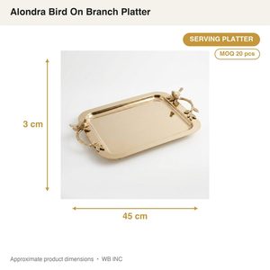 Plateau de service Alondra en acier inoxydable 304 fait main, 45 cm, avec poignées en forme d'oiseaux dorés PVD, élégant pour la décoration intérieure et l'hôtellerie - Product Image 4